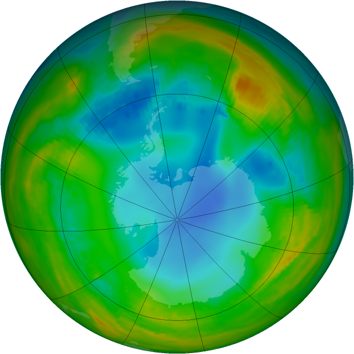Antarctic ozone map for 20 July 1984